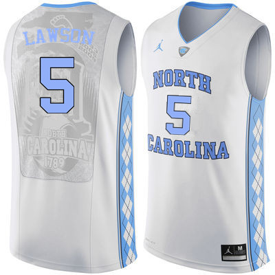 Men North Carolina Tar Heels #5 Ty Lawson College Basketball Jerseys Sale-White